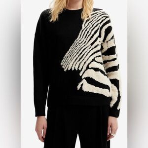 Desigual Black and White Zebra Pattern Sweater